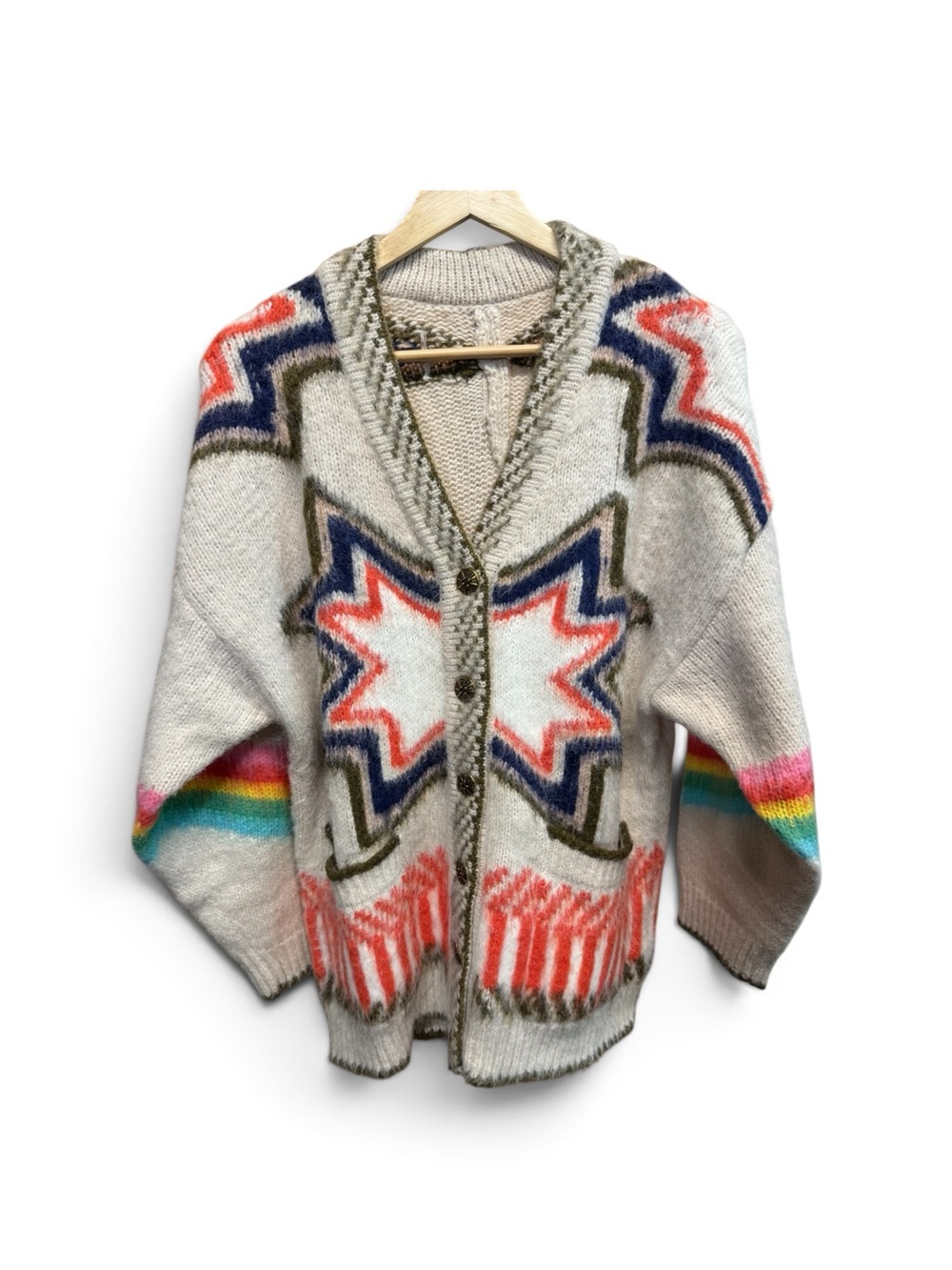 Commense Caesar Palace Rainbow Sweater Oversize XS Cardigan